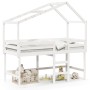 Cama alta escalera y techo madera maciza pino blanca 90x190 cm de , Camas y somieres - Ref: Foro24-3282069, Precio: 262,72 €,...