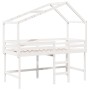 Cama alta escalera y techo madera maciza pino blanca 90x190 cm de , Camas y somieres - Ref: Foro24-3282069, Precio: 262,72 €,...