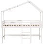 Cama alta escalera y techo madera maciza pino blanca 90x190 cm de , Camas y somieres - Ref: Foro24-3282069, Precio: 262,72 €,...