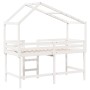 Cama alta escalera y techo madera maciza pino blanca 90x190 cm de , Camas y somieres - Ref: Foro24-3282069, Precio: 262,72 €,...