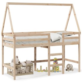 Loft bed with ladder and solid pine wood ceiling 80x200 cm by , Beds and slatted bases - Ref: Foro24-3282106, Price: 169,33 €...