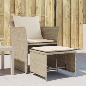 Gartensessel mit Fußstütze aus beigem synthetischem Rattan von , Gartensets - Ref: Foro24-368620, Preis: 121,99 €, Rabatt: %