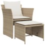 Garden armchair with footrest in beige synthetic rattan by , Garden sets - Ref: Foro24-368620, Price: 121,87 €, Discount: %