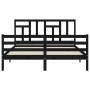 Double bed frame with black solid wood headboard by vidaXL, Beds and slatted bases - Ref: Foro24-3194970, Price: 170,99 €, Di...