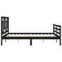 Double bed frame with black solid wood headboard by vidaXL, Beds and slatted bases - Ref: Foro24-3194970, Price: 170,99 €, Di...