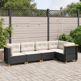 5-teiliges Gartenmöbel-Set und schwarze synthetische Rattankissen von , Gartensets - Ref: Foro24-3261809, Preis: 409,11 €, Ra...