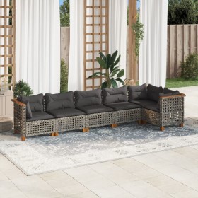 6-teiliges Gartenmöbel-Set und graue synthetische Rattankissen von , Gartensets - Ref: Foro24-3261849, Preis: 513,25 €, Rabat...