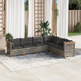 6-teiliges Gartenmöbel-Set und graue synthetische Rattankissen von , Gartensets - Ref: Foro24-3261861, Preis: 513,25 €, Rabat...