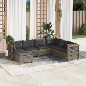 7-piece garden sofa set with gray synthetic rattan cushions by , Garden sets - Ref: Foro24-3261939, Price: 575,99 €, Discount: %