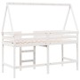 Cama alta escalera y techo madera maciza pino blanca 90x190 cm de , Camas y somieres - Ref: Foro24-3282109, Precio: 203,00 €,...