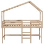 Cama alta con escalera y techo madera maciza de pino 80x200 cm de , Camas y somieres - Ref: Foro24-3282066, Precio: 197,31 €,...