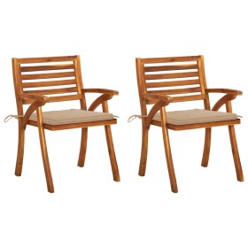 Dining garden chairs with cushions 2 units solid acacia wood by , Garden chairs - Ref: Foro24-3060789, Price: 195,99 €, Disco...