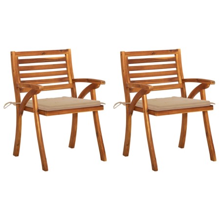 Dining garden chairs with cushions 2 units solid acacia wood by , Garden chairs - Ref: Foro24-3060789, Price: 194,88 €, Disco...