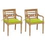 Batavia chairs 2 units solid teak with bright green cushions by , Garden chairs - Ref: Foro24-3062138, Price: 248,99 €, Disco...