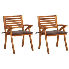 Dining garden chairs with cushions 2 units solid acacia wood by , Garden chairs - Ref: Foro24-3060804, Price: 195,19 €, Disco...