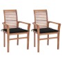 Dining chairs 2 units solid teak wood with black cushions by , Garden chairs - Ref: Foro24-3062602, Price: 212,48 €, Discount: %