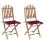 Folding garden chairs, 2 units, bamboo with cushions. by , Garden chairs - Ref: Foro24-3063996, Price: 112,40 €, Discount: %