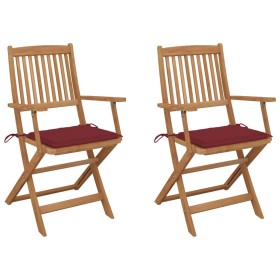 Folding garden chairs 2 units and solid acacia wood cushions by , Garden chairs - Ref: Foro24-3064599, Price: 122,26 €, Disco...