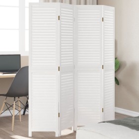 White Paulownia solid wood 4-panel dividing screen by , Room dividers - Ref: Foro24-358834, Price: 127,99 €, Discount: %