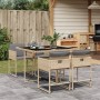 5-teiliges Garten-Essset mit beigen Kissen aus synthetischem Rattan von , Gartensets - Ref: Foro24-3278027, Preis: 366,50 €, ...