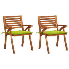 Garden dining chairs with cushions 2 pcs solid acacia wood by , Garden chairs - Ref: Foro24-3060813, Price: 195,34 €, Discoun...