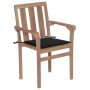 Garden chairs 2 units with black teak wood cushions by , Garden chairs - Ref: Foro24-3062215, Price: 241,67 €, Discount: %