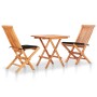 3-piece bistro set with black cushions in solid teak wood by , Garden sets - Ref: Foro24-3063232, Price: 190,45 €, Discount: %