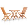 3-teiliges Bistroset mit schwarzen Kissen aus massivem Teakholz von , Gartensets - Ref: Foro24-3063232, Preis: 190,45 €, Raba...