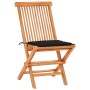 3-piece bistro set with black cushions in solid teak wood by , Garden sets - Ref: Foro24-3063232, Price: 190,45 €, Discount: %