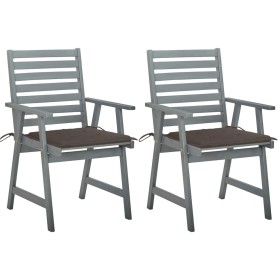 Garden dining chairs 2 pcs solid acacia wood with cushions by , Garden chairs - Ref: Foro24-3064409, Price: 173,90 €, Discoun...