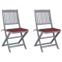 Folding garden chairs 2 pcs cushions solid acacia wood by , Garden chairs - Ref: Foro24-3064545, Price: 132,99 €, Discount: %