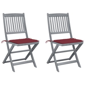 Folding garden chairs 2 pcs cushions solid acacia wood by , Garden chairs - Ref: Foro24-3064545, Price: 133,26 €, Discount: %