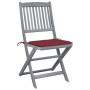 Folding garden chairs 2 pcs cushions solid acacia wood by , Garden chairs - Ref: Foro24-3064545, Price: 132,99 €, Discount: %