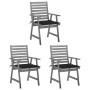 Garden dining chairs 3 units solid acacia wood and cushions by , Garden chairs - Ref: Foro24-3064435, Price: 246,01 €, Discou...