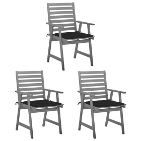 Garden dining chairs 3 units solid acacia wood and cushions by , Garden chairs - Ref: Foro24-3064435, Price: 246,99 €, Discou...