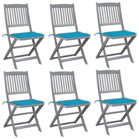 Folding garden chairs 6 pcs solid acacia wood cushions by , Garden chairs - Ref: Foro24-3065444, Price: 324,15 €, Discount: %