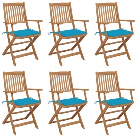 6 pcs folding garden chairs and solid acacia wood cushions by , Garden chairs - Ref: Foro24-3065471, Price: 334,65 €, Discoun...