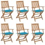 6 pcs folding garden chairs and solid acacia wood cushions by , Garden chairs - Ref: Foro24-3065471, Price: 334,58 €, Discoun...