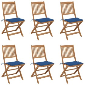 6 pcs folding garden chairs and solid acacia wood cushions by , Garden chairs - Ref: Foro24-3075004, Price: 323,99 €, Discoun...