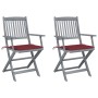 Folding garden chairs 2 pcs cushions solid acacia wood by , Garden chairs - Ref: Foro24-3064491, Price: 120,42 €, Discount: %