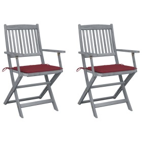 Folding garden chairs 2 pcs cushions solid acacia wood by , Garden chairs - Ref: Foro24-3064491, Price: 119,99 €, Discount: %