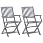 Folding garden chairs 2 pcs cushions solid acacia wood by , Garden chairs - Ref: Foro24-3064491, Price: 120,42 €, Discount: %