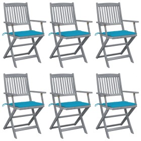 Folding garden chairs 6 pcs solid acacia wood cushions by , Garden chairs - Ref: Foro24-3065417, Price: 308,44 €, Discount: %