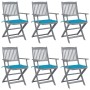 Folding garden chairs 6 pcs solid acacia wood cushions by , Garden chairs - Ref: Foro24-3065417, Price: 307,99 €, Discount: %