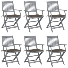 Folding garden chairs 6 pcs solid acacia wood cushions by , Garden chairs - Ref: Foro24-3065415, Price: 303,96 €, Discount: %