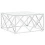 Mesa de centro acero inoxidable y vidrio plateado 80x80x40 cm de , Mesas de centro - Ref: Foro24-349971, Precio: 166,99 €, De...