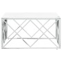 Mesa de centro acero inoxidable y vidrio plateado 80x80x40 cm de , Mesas de centro - Ref: Foro24-349971, Precio: 166,99 €, De...