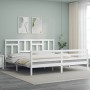 Estructura cama de matrimonio con cabecero madera maciza blanco de vidaXL, Camas y somieres - Ref: Foro24-3194977, Precio: 14...