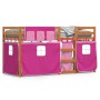 Bunk bed with curtains solid pink pine wood 80x200 cm by , Beds and slatted bases - Ref: Foro24-3283924, Price: 174,89 €, Dis...