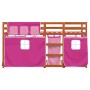 Bunk bed with curtains solid pink pine wood 80x200 cm by , Beds and slatted bases - Ref: Foro24-3283924, Price: 174,89 €, Dis...